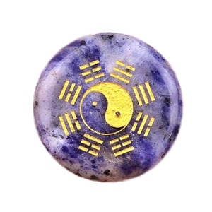 Chine vente 25MM mode potins disque naturel jaspe rouge Agate pierre sculpture taoïste <span class=keywords><strong>Yin</strong></span> et Yang potins Tai Chi diagramme - Product Image 6