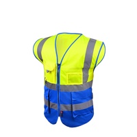 Gilet de sécurité réfléchissant avec poches, couleur fluorescente, coutures contrastées, prix usine de gros