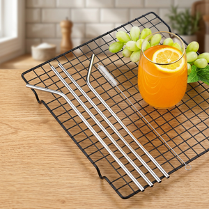 Reusable <b>Metal</b> Drinking <b>Straws</b> 5 Pack Minimalist Design Cocktail Bar Accessories Stainless Steel Straight and Bent Styles - Product Image 4