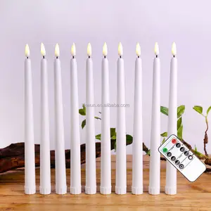 GJ-LC010 Großhandel weiß verjüngte LED-Kerze flammen lose Verjüngung mit LED flackernden LED Taper Kerzen für Urlaub Dekoration
