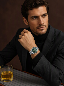 RICECGO <span class=keywords><strong>Orologio</strong></span> da Polso di Lusso con Quadrante a Motivo Palmare per <span class=keywords><strong>Uomo</strong></span>, <span class=keywords><strong>Verde</strong></span> Oliva, Texture Foglie Tropicali, Ghiera Scanalata, <span class=keywords><strong>Orologio</strong></span> al Quarzo, Reloj Para Hombre - Product Image 5
