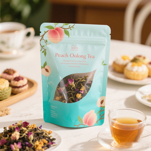 ODM accetta su misura a prova di odore Stand up Pouch con finestra sagomata per la pesca bianca Oolong povero bustina di tè - Product Image 5