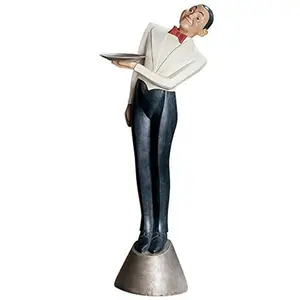 聚树脂/树脂管家雕像艺术装饰管家侧桌雕像，3英尺，多色