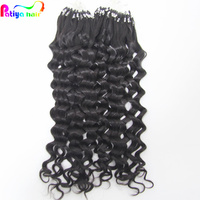 Extensions de cheveux naturels pour femmes, micro anneaux, pointe noire, cheveux brésiliens, ondulation italienne, micro liens, extensions de cheveux humains