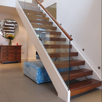 Intérieur double plaque d'acier escalier bois marche droite zig zag escalier en forme de Z limon escalier