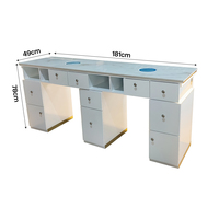 Table de manucure de luxe pour technicien(ne) ongulaire, double table de salon de manucure avec collecteur de poussière
