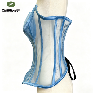 En gros, en stock : <span class=keywords><strong>Corset</strong></span> bustier tube transparent en résille pour femme, avec décolleté cœur, dos en satin, laçage à la taille et effet sculptant - Product Image 4