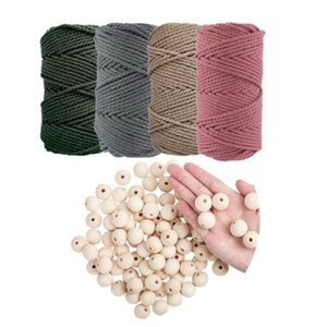 Perline in legno naturale con foro da 4 mm, kit fai da te con corda per macramè, per gioielli, ghirlande, decorazioni per la casa, forniture per artigianato - Product Image 1