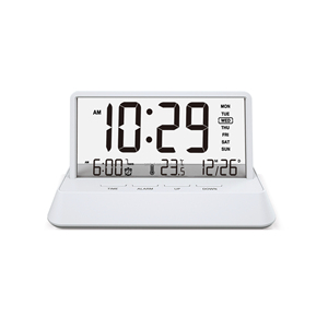 Hiện Đại Trắng <span class=keywords><strong>mini</strong></span> máy tính để bàn dẫn đồng hồ báo thức mới kỹ thuật số đa chức năng snooze nightlight lịch thông minh Bảng Pin hoạt động - Product Image 3