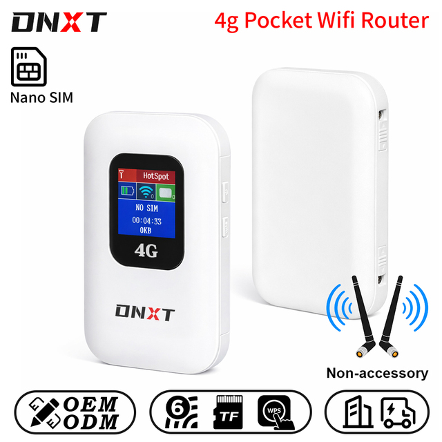 DNXT Portable Wifi WiFi6 300Mbps Mini Wifi De Poche WPS LCD 4g Router Sim Card USB Type-C Universal Wifi Portable Travel Use