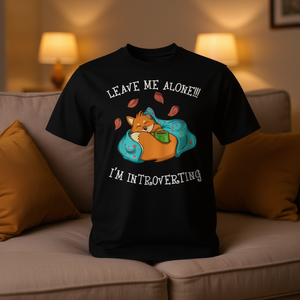 T-shirt Leave Me Alone I'm Introverting Nera Unisex Adulto M Stampa Cartoon 100% Cotone Traspirante Adatta a tutte le stagioni - Product Image 2