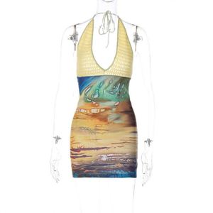 Sexy Women Bikini Cover-UPS Hanging Neck <strong>Lace-up</strong> Knitted Sexy Hollow Out <strong>Summer</strong> Beach Swimwear Cover-up - Product Image 4