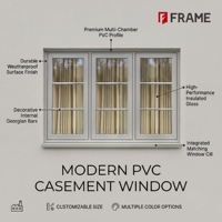 Ventana de PVC con Aislamiento Térmico, Tamaño Personalizado, Vidrio de Doble Panel, Diseño de Múltiples Cámaras para Edificios Residenciales