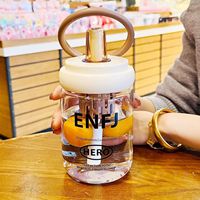 Bouteille en verre borosilicate avec poignée et paille, anti-fuite, anti-explosion, élégante, grande capacité, résistante à la chaleur, pour thé et eau