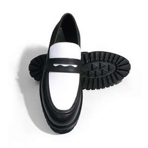 Chaussures habillées en cuir de vachette souple à tige haute, chaussures Oxford décontractées contrastées noir et blanc pour hommes, taille 39-46, vente en gros du fabricant - Product Image 4