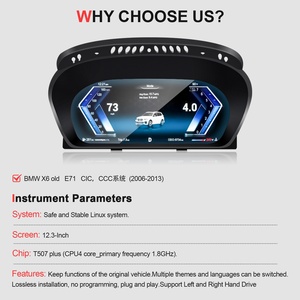 Navihua <b>Car</b> LCD Instrument Cluster Digital <b>Speedometers</b> Dashboard <b>for</b> BMW X5 E70 2006-2013 Virtual Cockpit Linux System - Product Image 3