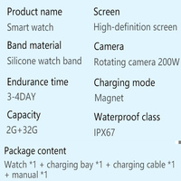 Reloj Inteligente 6+64G, Pantalla HD de 2.02 Pulgadas, Batería Grande de 980mAh, 2 Correas, GPS, Wifi, Cámara Giratoria, Video, SOS, Tarjeta SIM 4G 5G, Whatsapp, Youtube