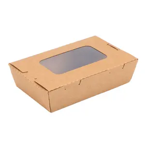牛皮纸盒单个糕点盒包装，带清晰的展示窗甜甜圈迷你蛋糕片甜点处理盒