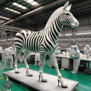 K454 Ms tacones altos cebra escultura estética interior moderno ocio arte accesorios galería 3D ilustraciones vívidas estatuas de fibra de vidrio de animales - Product Image 1