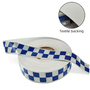 Độ bóng cao phản chiếu PVC TRIM băng cho an toàn thống nhất màu xanh trắng phản chiếu Checker băng phản chiếu vải băng - Product Image 4