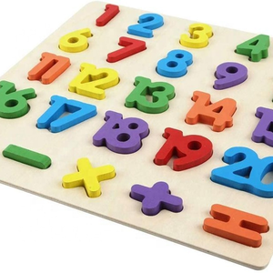 Montessori Wood Toy Early Education Kids <strong>Count</strong> <strong>Numbers</strong> and Letters Jigsaw Puzzle Board Cognitive Matching Board Game - Product Image 2