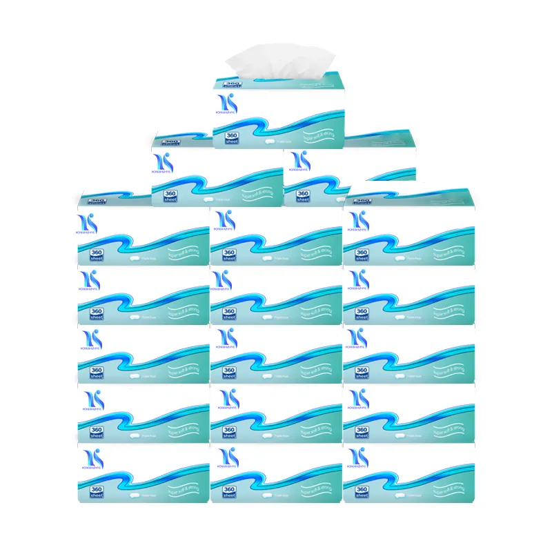 Lenço de papel facial OEM mais barato por atacado embalagem personalizada 2ply/3ply 360 folhas lenço de papel facial
