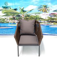 Chaise de salle à manger en corde tressée marron moderne mobilier d'extérieur pour jardin, patio, hôtel, cadre en aluminium, matériau métallique pour le salon
