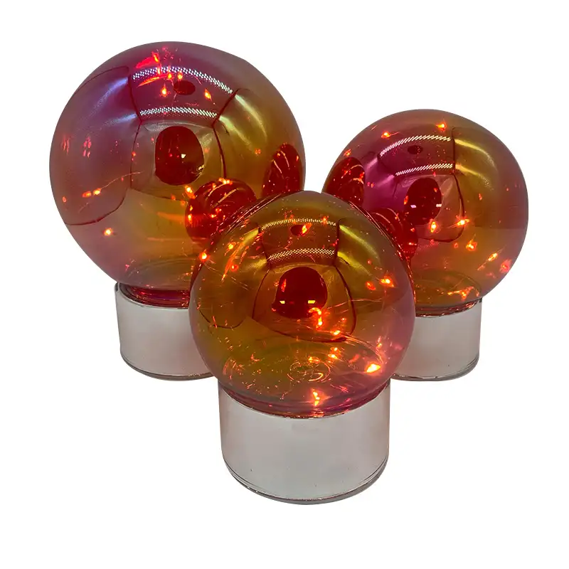 Penjualan Laris Bola Kaca LED Natal dengan Dasar, Merah Hangat, Dihiasi dengan Lampu LED