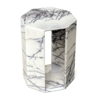 Table d'appoint octogonale en marbre blanc naturel, table d'appoint de salon géométrique moderne et table basse