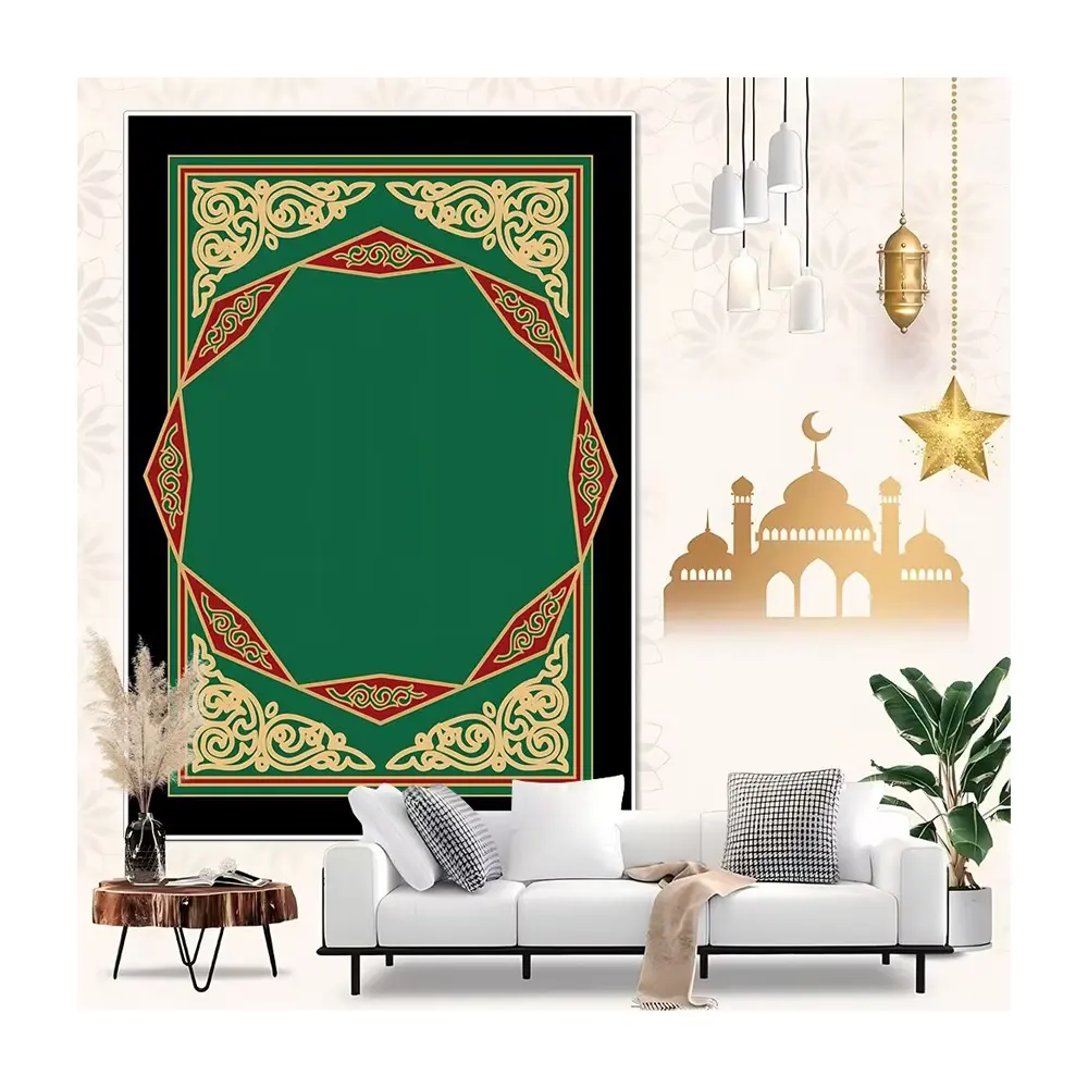 سجاد حديث بتصميم جديد مطبوع يحاكي الكشمير سميك منفوش سجادة فارسية سجادة صلاة للمسلمين لشهر رمضان العيد