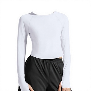 Camiseta Deportiva de Manga Larga con Cuello Redondo para Mujer PINSPARK, Top de Yoga con Protección UV UPF 50+, Transpirable, Ligera, 100% Algodón - Product Image 2