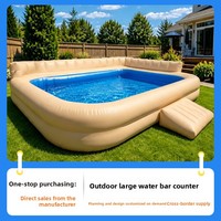Glissade aquatique gonflable en PVC pour extérieur avec filet, canapé de piscine, table flottante pour fête, lit de relaxation et parasol