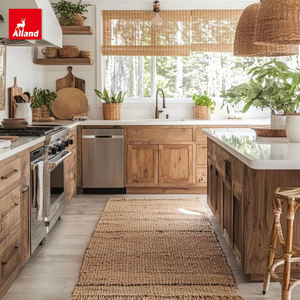 Idées de Rénovation Alland : Armoires de Cuisine Modulaires Modernes en <span class=keywords><strong>Bois</strong></span> Peint Style Ferme, Couleurs Teintées <span class=keywords><strong>Bois</strong></span> de Pin Clair, Poignées Noires, Salle à Manger - Product Image 3