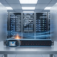 Bloc d'alimentation (PDU) de sécurité 19 pouces à montage en rack avec protection contre les surtensions, 6 prises noires UK, protection contre les courts-circuits