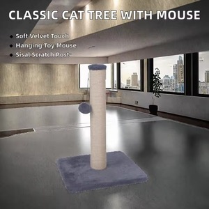 Grote verticale kattenkrabpaal met dikke sisal touw omwikkelde kolom, stevige behuizing, interactief speeltje voor actieve katten, kartonnen verpakking - Product Image 5
