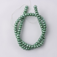 Haute qualité 6*7mm vert cuit à la vapeur chignon perle boulier perles perles d'eau douce naturelles bijoux