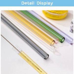 Venta Directa de Fábrica, Pajitas de Vidrio Reutilizables de Borosilicato de Alta Resistencia al Calor, Coloridas, para Beber Agua - Product Image 5