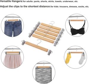 Wholesale High Quality Natural Strong Hotel Wood Clip Hanger for Pants Slacks Bra Skirts - Product Image 5