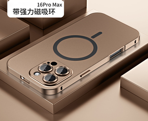 Custodia per telefono con ricarica magnetica Wireless in lega di alluminio per iPhone 16 15 Pro Max Desert titanio Cover con telaio in metallo antiurto - Product Image 1