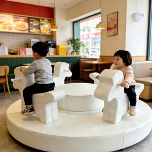 Carrusel de Lujo de 6 Pies, Blanco, para Interior/Exterior, Equipo de Juegos para Niños, Carrusel Giratorio, Juego Suave para Fiestas, Centro Comercial, Tiempo de Juego - Product Image 1