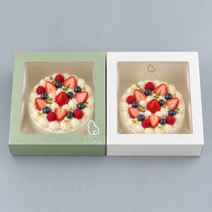 Boîte à gâteau télescopique en carton vert Li Chang avec fenêtre transparente - Product Image 1