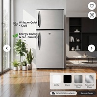 Réfrigérateur à double porte 218L/7,5 pieds cubes avec congélateur supérieur, économe en énergie, faible bruit, portable, électrique, pour usage hôtelier, OEM/ODM