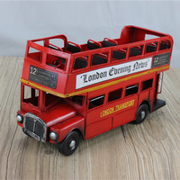 Modèle de bus à deux étages en métal, artisanat design Art Déco, nouveau modèle populaire, convertible, décoration d'intérieur londonienne, objet de présentation