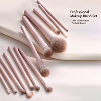 13 Buah/10 Buah/7 Buah/5 Buah Set Kuas Rias Profesional Bunga Persik Kuas Kosmetik Bulu Sintetis Lembut dengan Tas Penyimpanan PU