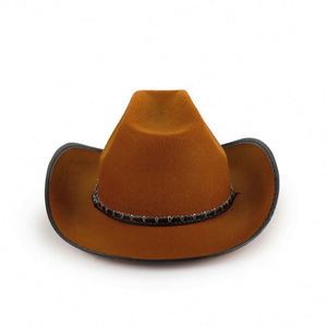 Sombreros de Vaquero Estilo Occidental al por Mayor para Hombre, Sombreros Fedora de Fieltro para Fiesta, Sombreros de Vaquero Marrones - Product Image 5