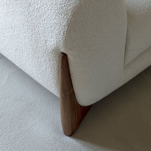 Sofás de Lujo de Alta Calidad para Sala de Estar con Estructura Moderna de Nogal y Tela Bouclé Tipo Teddy de Lino, Conjunto de Sofás y Sillón para Villa - Product Image 3
