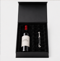 Boîte cadeau de luxe noire pour vin avec logo doré, emballage rigide haut de gamme pour bouteilles simples et doubles