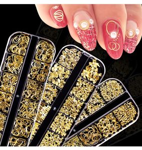 Accessoires de <span class=keywords><strong>nail</strong></span> <span class=keywords><strong>art</strong></span> 3D en alliage métallique mixte à 12 compartiments, cœurs dorés et argentés, perles, strass DIY pour manucure – Vente chaude - Product Image 3