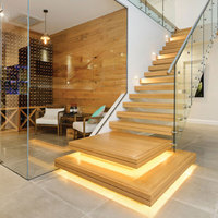 Einfach zu Installierende Stringer-Treppe mit Minimalistischem Design und Rutschfesten Stufen aus Holz, Marmor oder Glas, Gerade Treppen