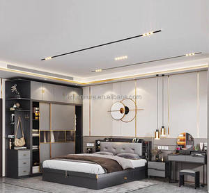 Hot Selling Wooden Home Hotel Bedroom Set King <b>Queen</b> <b>Size</b> <b>Bed</b> Modern MDF <b>Bed</b> - Product Image 2